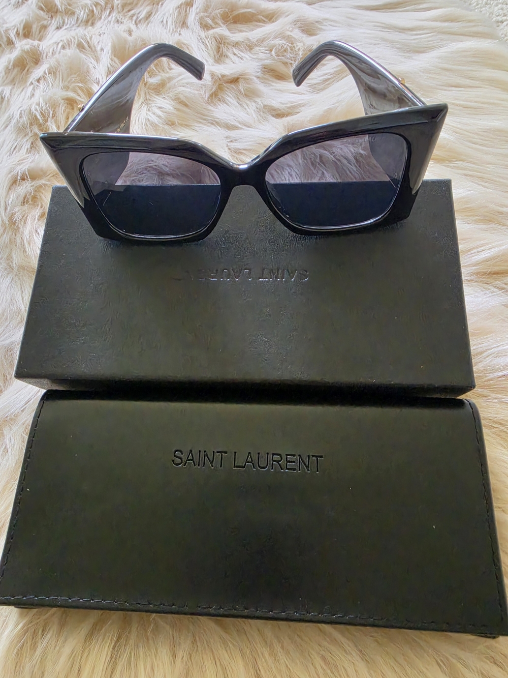 NEW - Authentic "Saint Laurent" Black Cat-Eye Sunglasses "YSL"